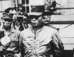 박정희 전 대통령이 1961년 5.16 쿠데타 직후 서울시청 앞에서 선글라스를 낀 채 서 있는 사진으로, 한국사 고등학교 일부 검정교과서에 실려있다.